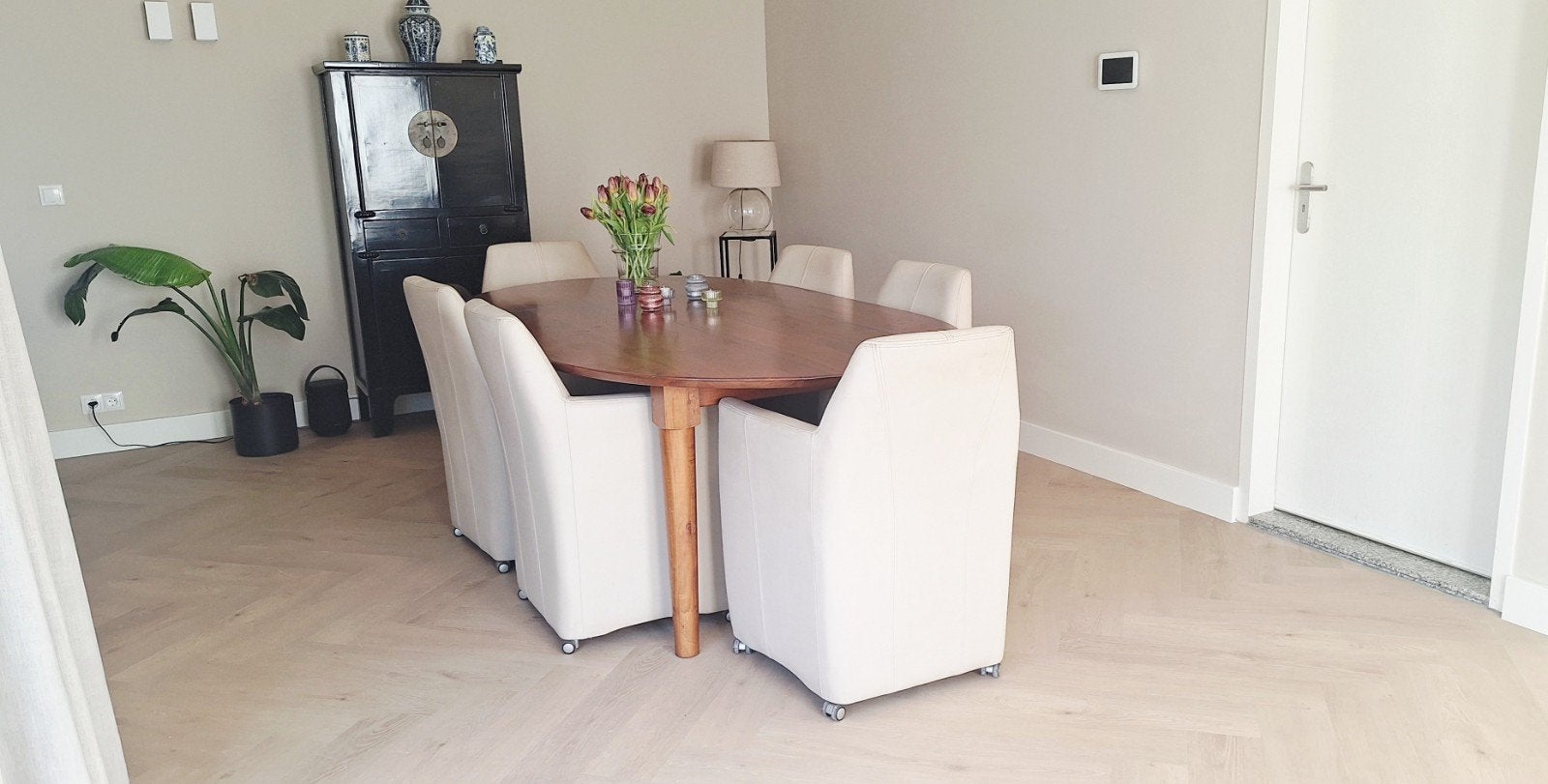 Massief kersenhouten eettafel, Ophalen, Gebruikt, 100 tot 150 cm, 200 cm of meer