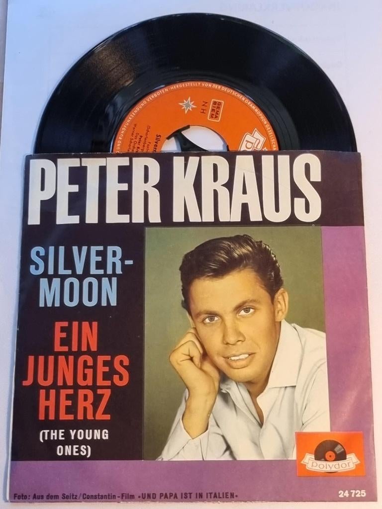 single Peter Kraus SILVER MOON mooie plaat uit 1961 super, 7 inch, Single, Ophalen of Verzenden, Zo goed als nieuw