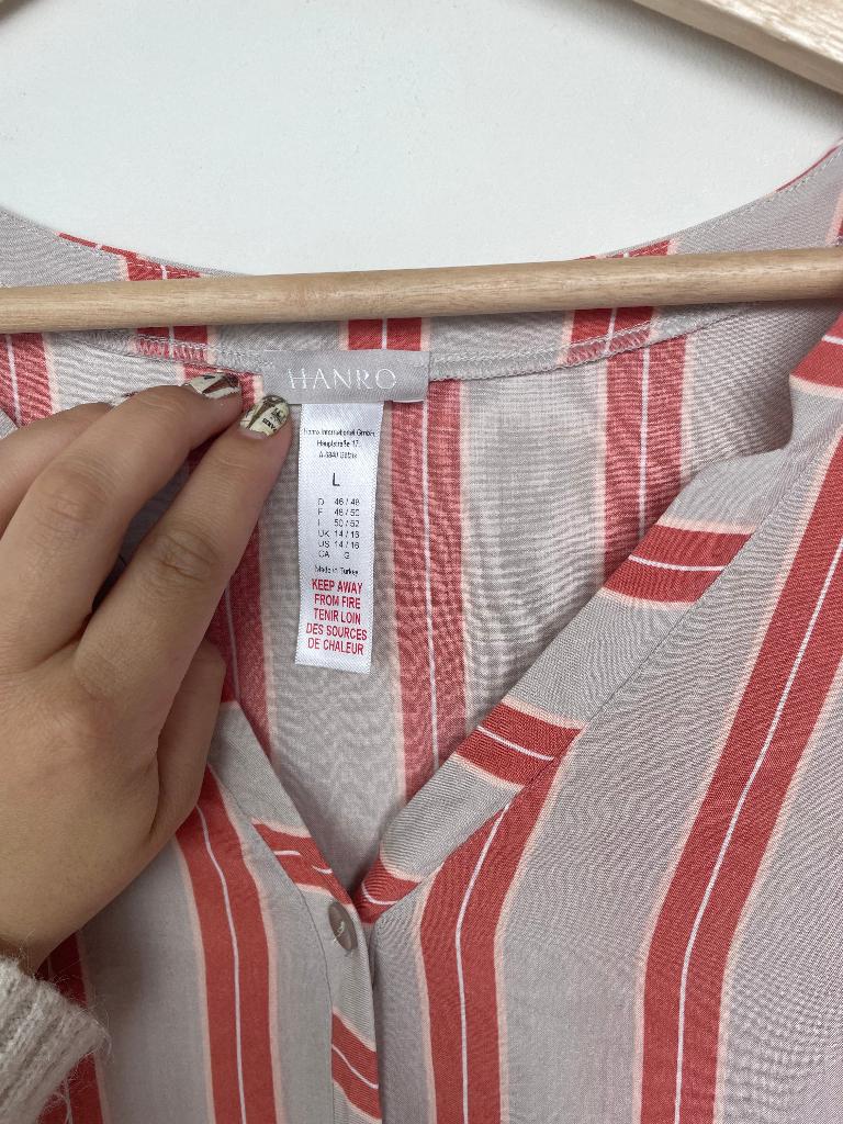 Hanro Lounge blouse maat L rood beige gestreept, Kleding | Dames, Ophalen of Verzenden, Zo goed als nieuw, Rood, VOF UC-MAN