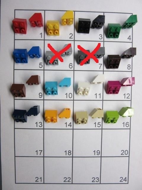 L104 LEGO OMGEKEERDE DAKPANNEN 2x2, Lego ID 3660, Lego, Ophalen of Verzenden, Losse stenen, Lego Nederland B.V.