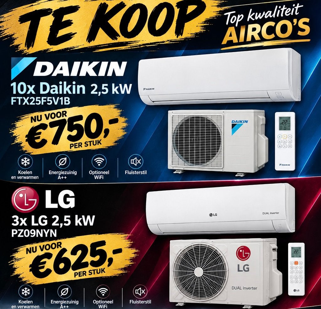 Aircos te koop, Ophalen, Koelen en Ontvochtigen, Nieuw, 3 snelheden of meer
