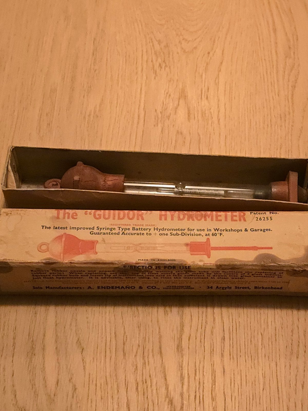 antieke "GUIDOR" Hydrometer in de originele doos €14,95, Ophalen of Verzenden