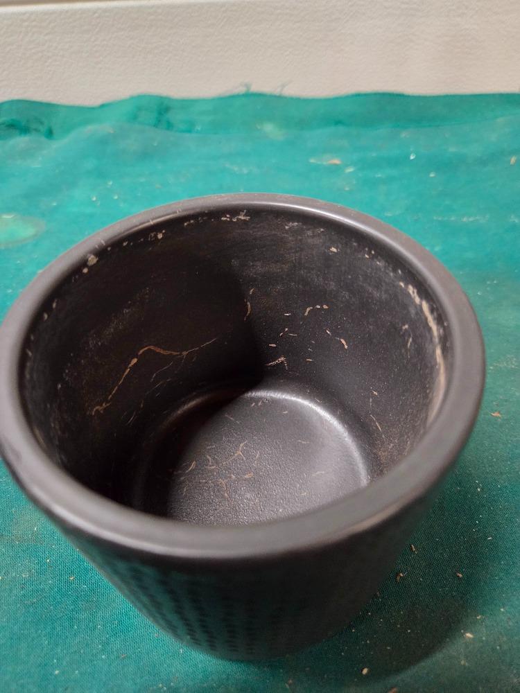 bloempot antraciet bewerkt, Ophalen of Verzenden, 'T Olde Gre-j, Info@toldegrej.nl, Endepoelstraat 20f Didam