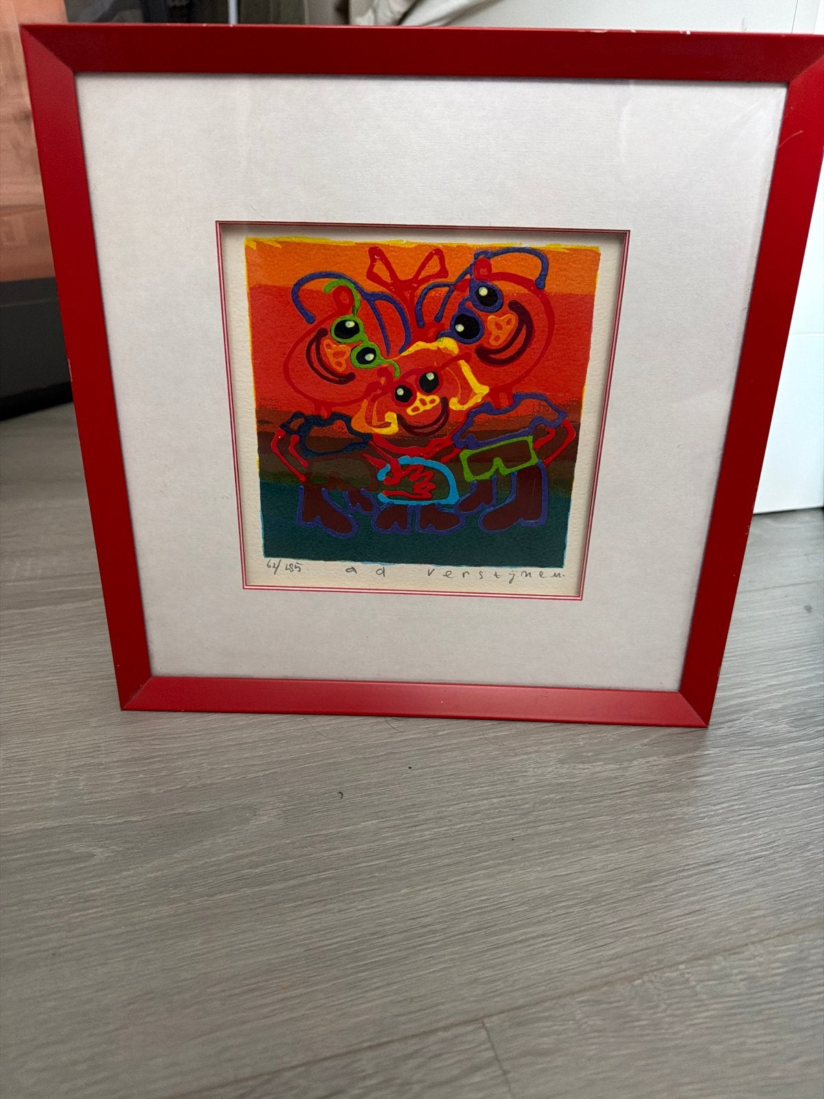 Ad Verstijnen - Kleurrijke zeefdruk 'Familie', Antiek en Kunst, Dagelijks leven, Ophalen of Verzenden, Zeefdruk, 1950 - 1999