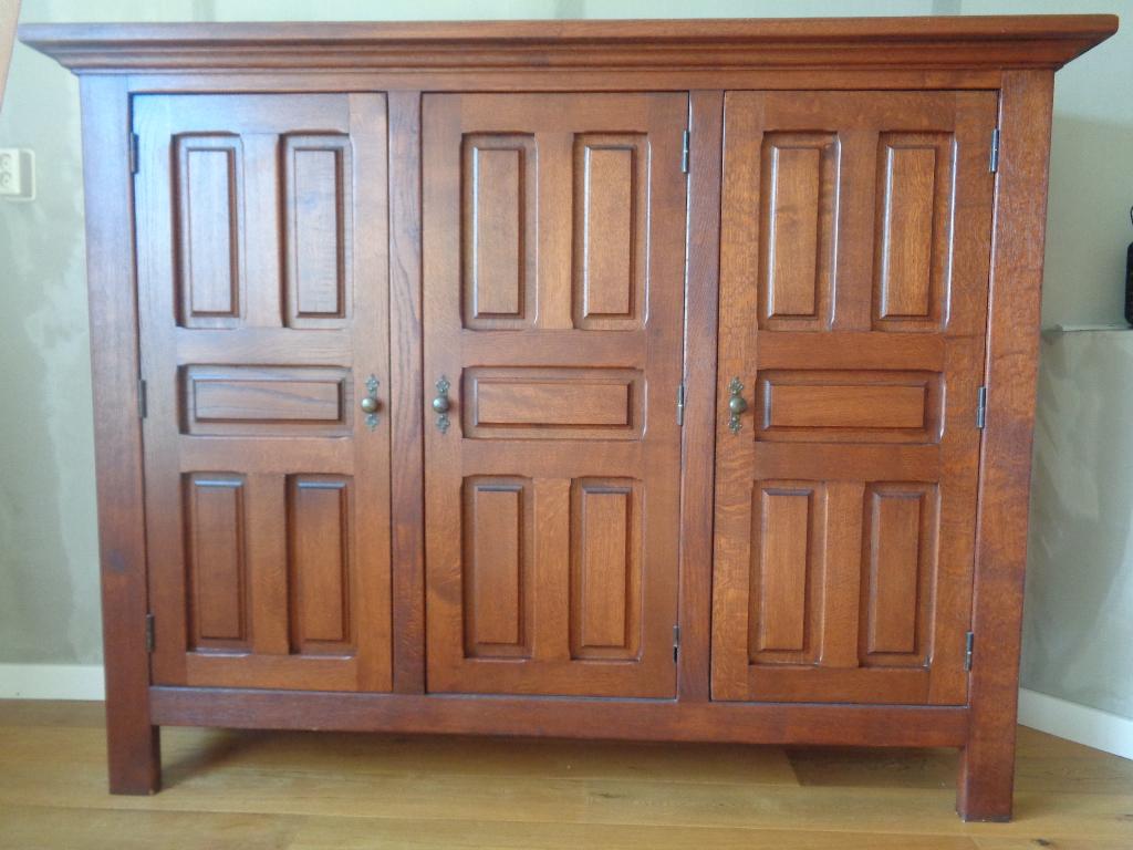 grote EIKEN KAST SERVIESKAST BOEKENKAST LEGKAST 3 planken, Antiek en Kunst, Antiek | Meubels | Kasten, Ophalen of Verzenden