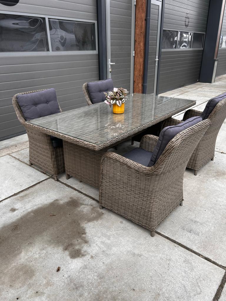 Mooie tuinset 200x100 met uitwasbare kussens, Tuin en Terras, Tuinsets en Loungesets, ., 6 zitplaatsen, Ophalen of Verzenden, Zo goed als nieuw