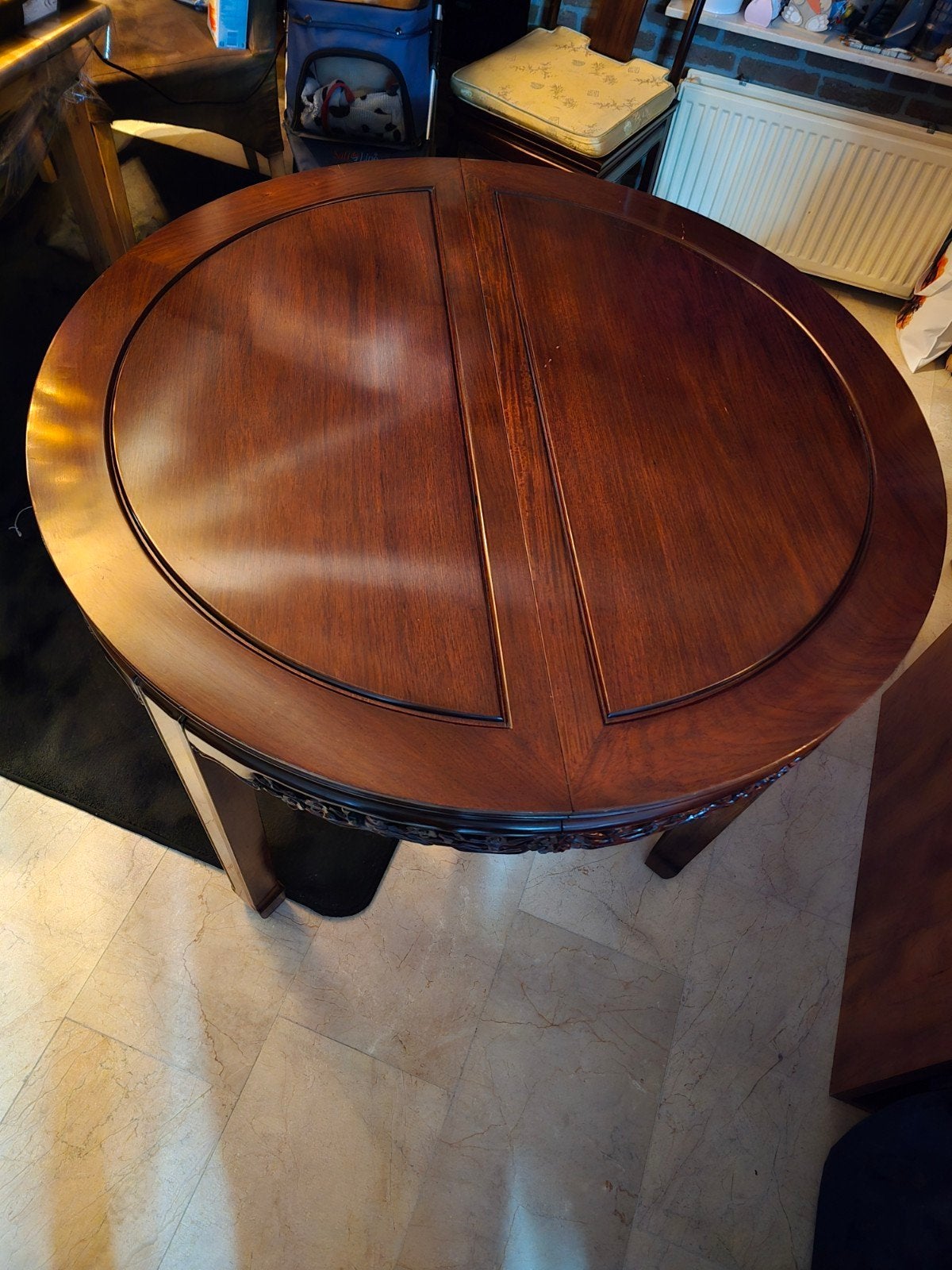 Te koop: Massief houten tafel met 4 stoelen, Antiek en Kunst, Ophalen