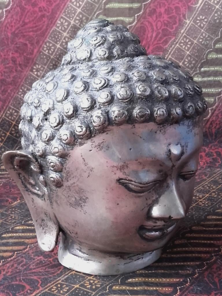 Origineel oud Oosters brons hoofd van Boeddha 16,5 cm., Antiek en Kunst, Ophalen of Verzenden