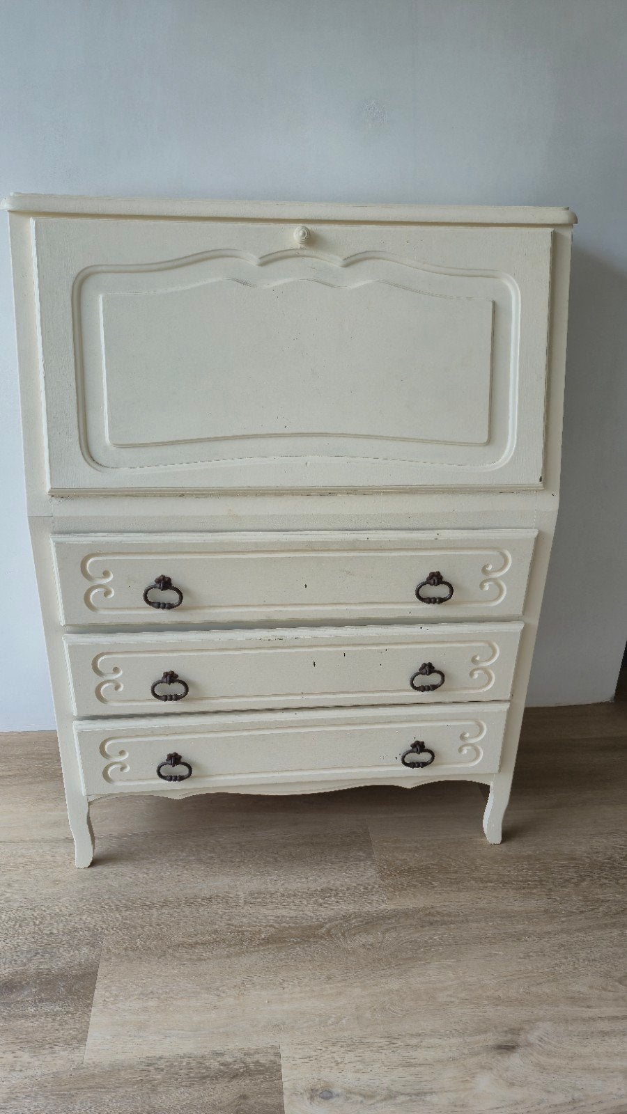 Vintage secretaire met lades - Crème wit, Huis en Inrichting, Kasten | Secretaires, Ophalen, Gebruikt, Vintage, Klassiek, Landelijk
