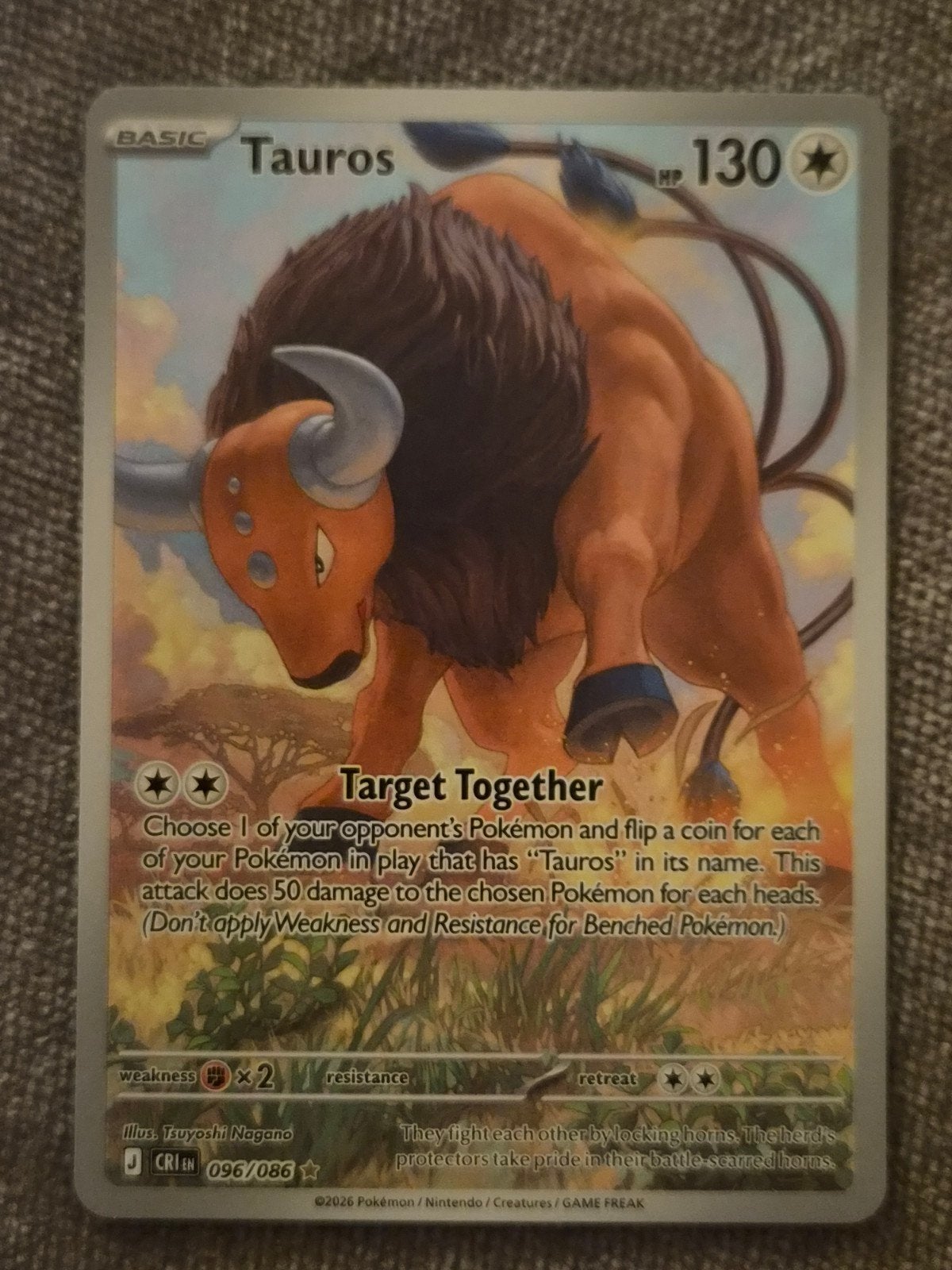 Pokémon Tauros (cri 096), Ophalen of Verzenden, Nieuw, Losse kaart