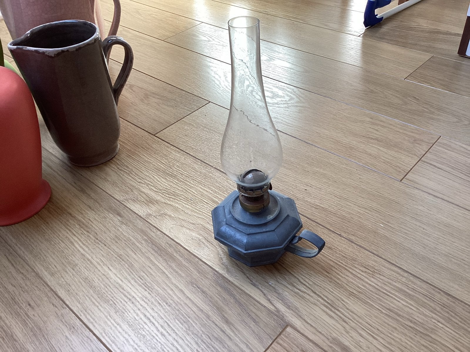 Antieke tinnen olielamp / blaker, Ophalen of Verzenden