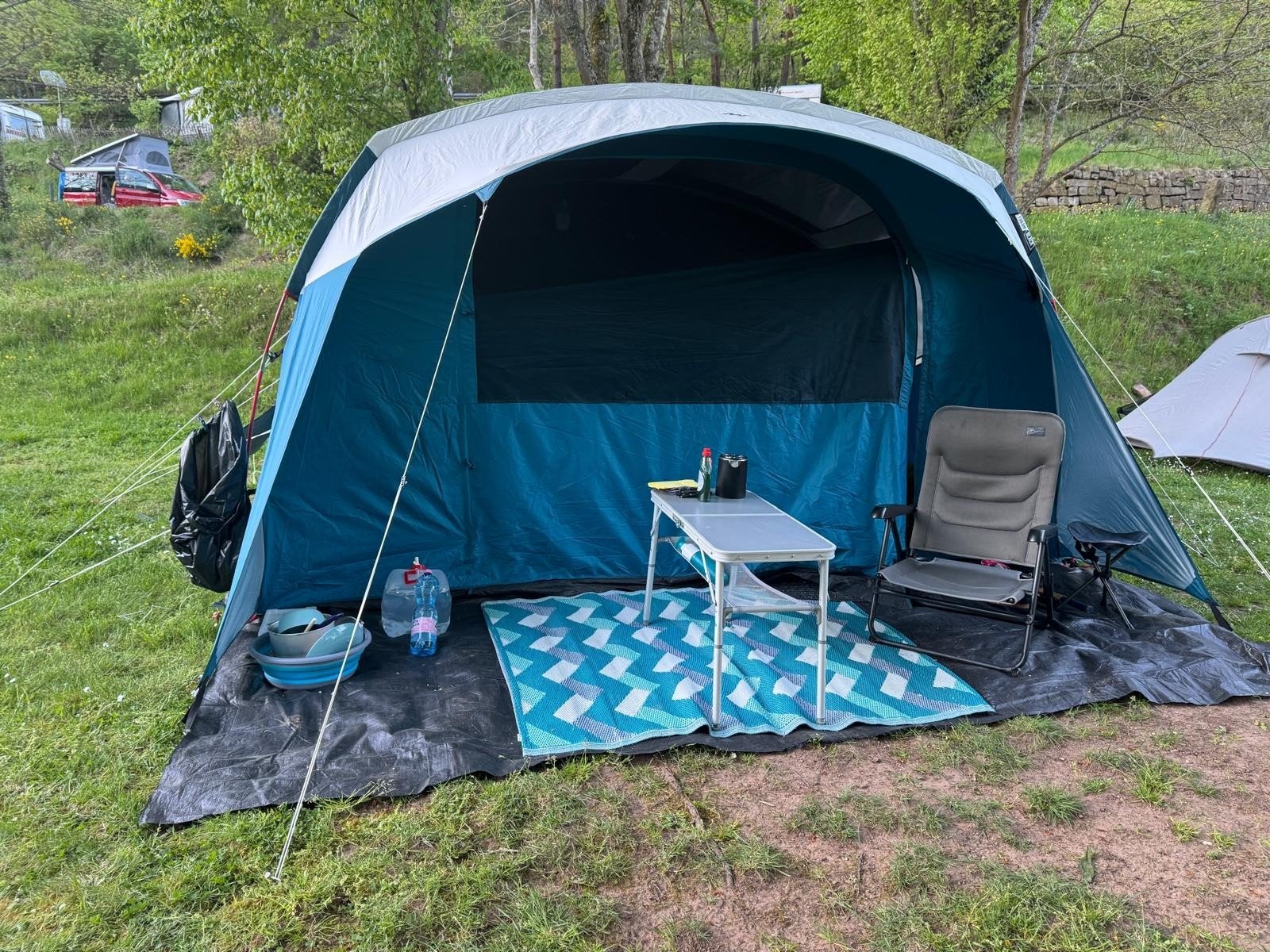 camping matje onderkleding blauw wit, Ophalen, Gebruikt