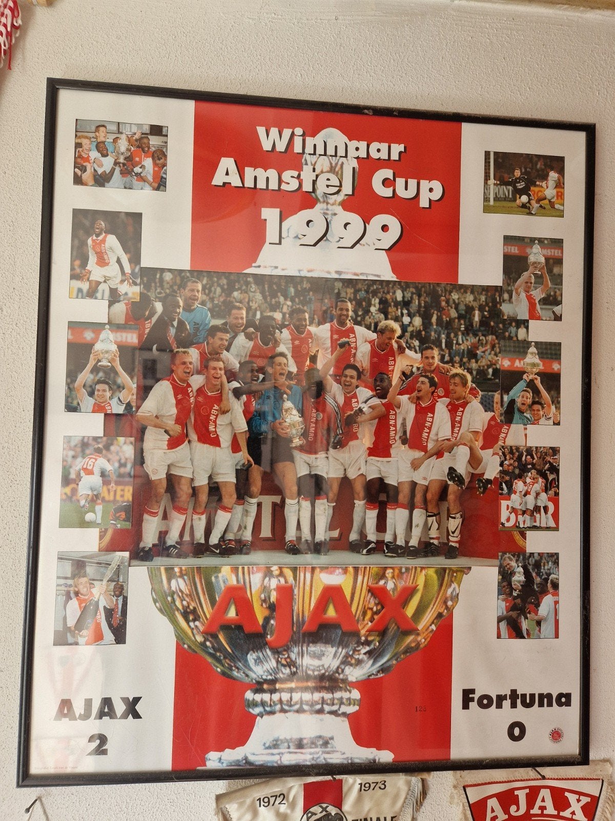 Ajax Amstel Cup 1999 Winnaar Poster Ingelijst, Verzamelen, Ophalen, Gebruikt, Ajax, Poster, Plaatje of Sticker