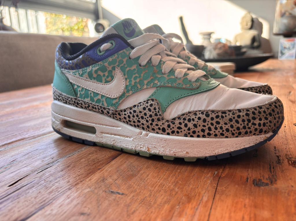Nike air max 1 safari mint (37,5), Ophalen of Verzenden, Zo goed als nieuw, Groen, Sneakers of Gympen
