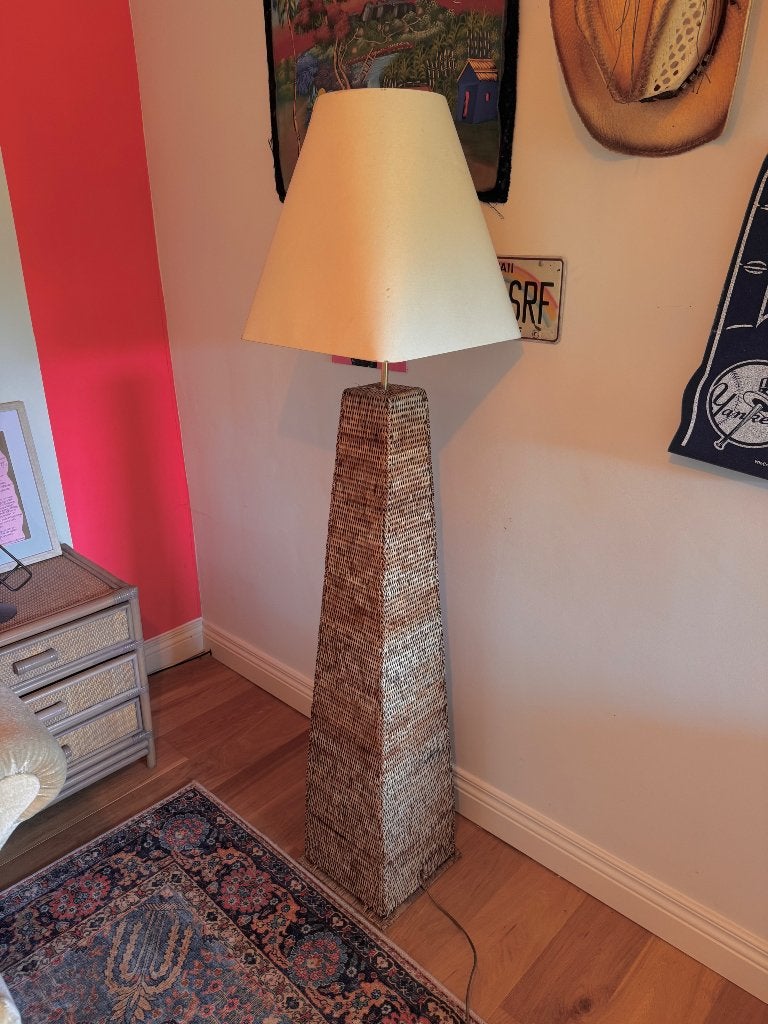 Rieten sta lamp, Huis en Inrichting, Ophalen, Zo goed als nieuw, Minder dan 100 cm