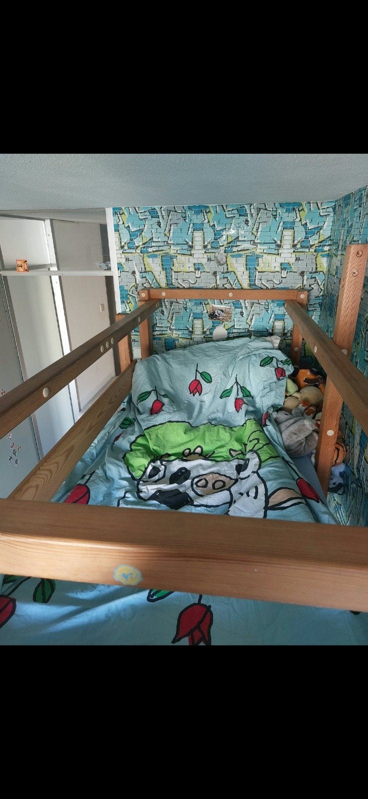 Stevig Stapelbed met Ladder - 206x102 cm, Ophalen, 200 cm, Stapelbed, 100 cm