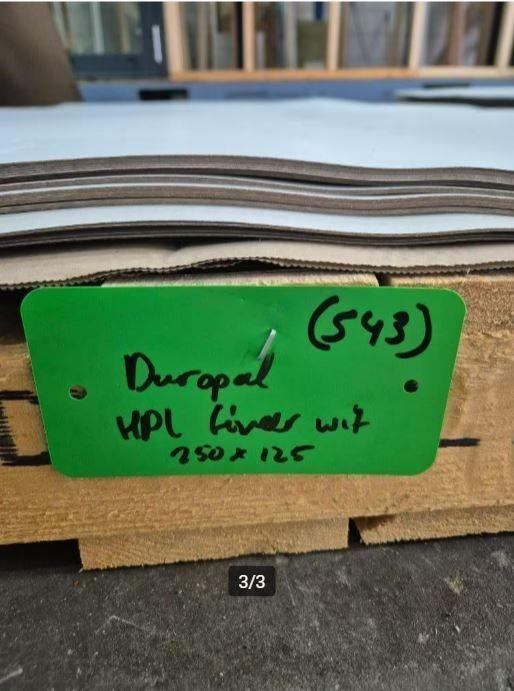Duropal HPL fineer wit 250x125cm 0,8mm dik ( 543 ), Doe-het-zelf en Verbouw, Platen en Panelen, Ophalen, HPL, Nieuw, Nb