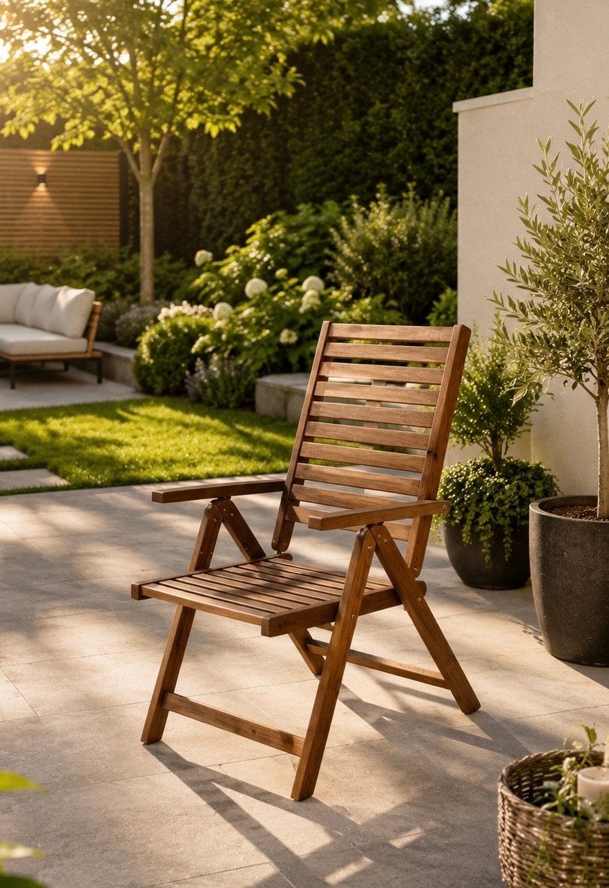 Verstelbare Houten Tuinstoel - Inklapbaar & Weerbestendig, Tuin en Terras, Ophalen of Verzenden, Nieuw, Hout, Inklapbaar