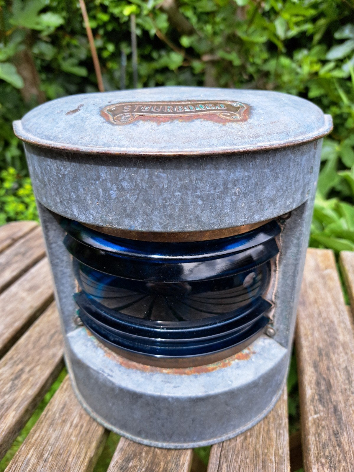 Antieke Stuurboord gegalvaniseerde scheepslamp, Ophalen of Verzenden