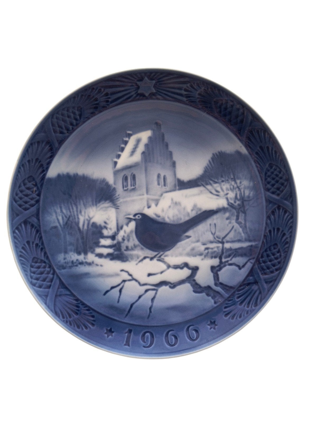 Royal Copenhagen Kerstbord 1966 - Merel in de Winter, Antiek en Kunst, Ophalen