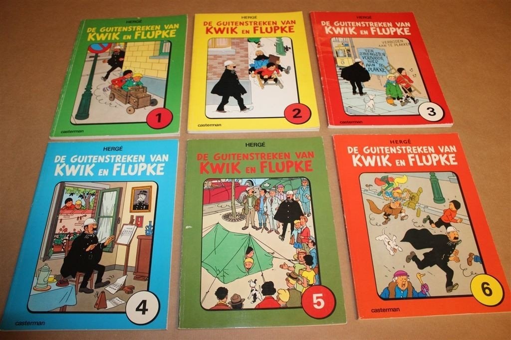 De Guitenstreken van Kwik en Flupke — 6 Delen Hergé Vintage, Eén stripboek, Ophalen of Verzenden, Gelezen