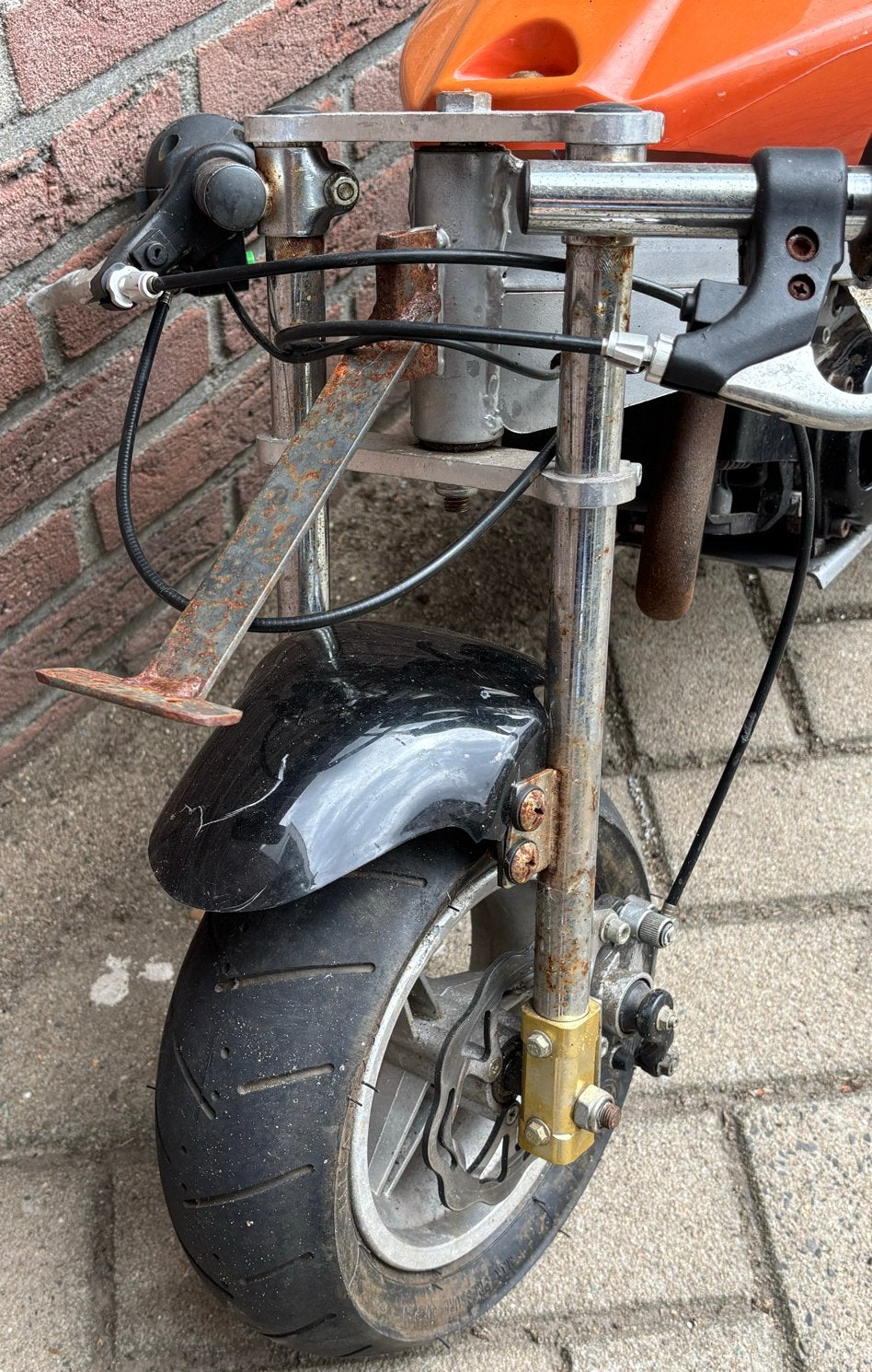 Pocketbike / Minibike - Oranje, Ophalen, Gebruikt, Schijfrem, Pitbike