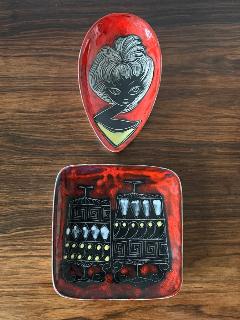 Jaren 50 paar kleine borden uit San Marino, Fantoni Style, Ophalen of Verzenden