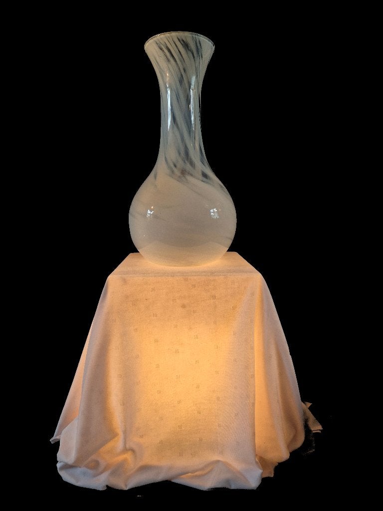 Vintage XXL mondgeblazen swirl Murano opaline vloervaas, Huis en Inrichting, Ophalen, Gebruikt, Overige kleuren, Handgemaakt