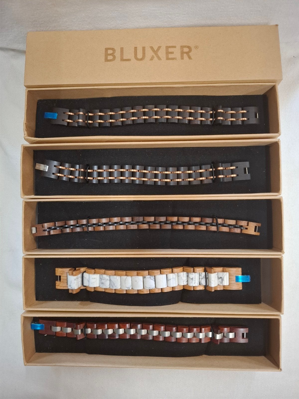Bluxer Houten Armbanden Set van 5 stuks - Diverse Stijlen, Overige kleuren, Nieuw, Ophalen of Verzenden, Met edelsteen