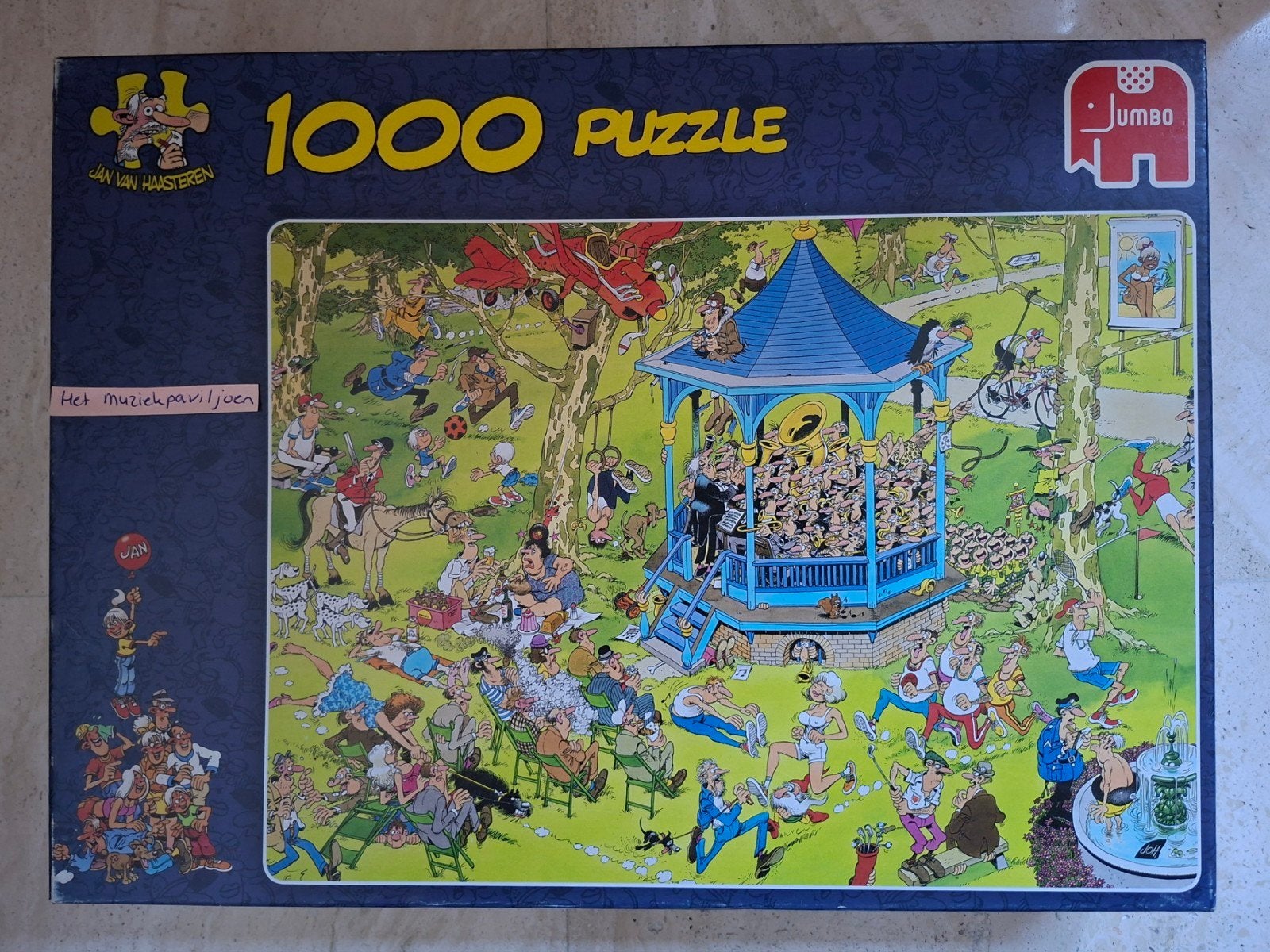 Jan van Haasteren puzzel 1000 stukjes - Het Muziekpaviljoen, Ophalen of Verzenden, 500 t/m 1500 stukjes, Zo goed als nieuw