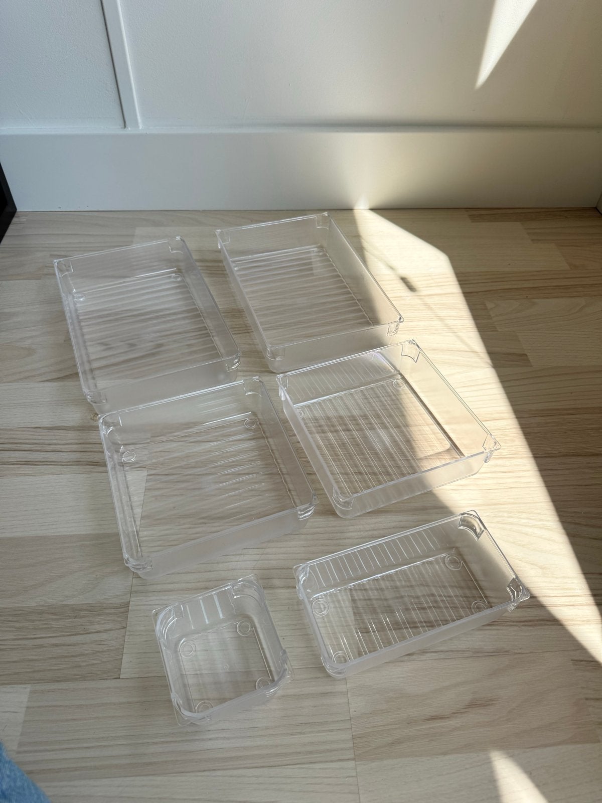 Set van 6 transparante opbergbakjes, Ophalen, Zo goed als nieuw, Wit, Kunststof
