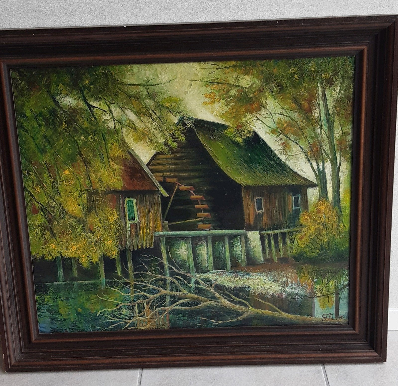 Schilderij watermolen, Ophalen of Verzenden