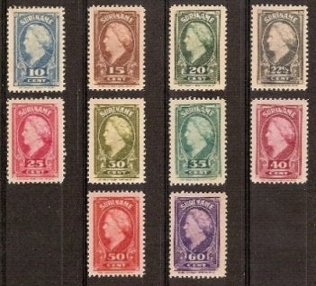 Suriname NVPH nr 229/38 postfris Koningin Wilhelmina 1945, Ophalen of Verzenden, Postfris
