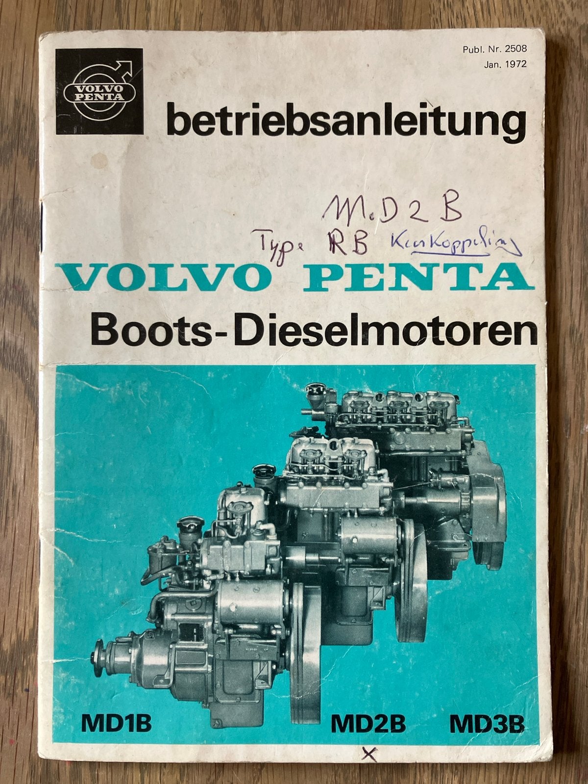 Volvo Penta MD1B MD2B MD3B handleiding 1972 - zeer netjes!, Watersport en Boten, Ophalen of Verzenden, Gebruikt, Boek of Waterkaart