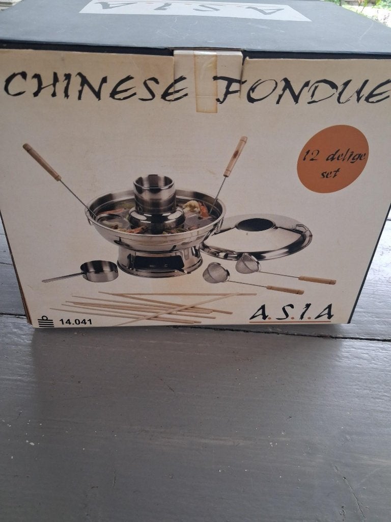 Chinese fonduepan, Witgoed en Apparatuur, Fonduesets, Ophalen, Zo goed als nieuw, Brander, Fonduepan