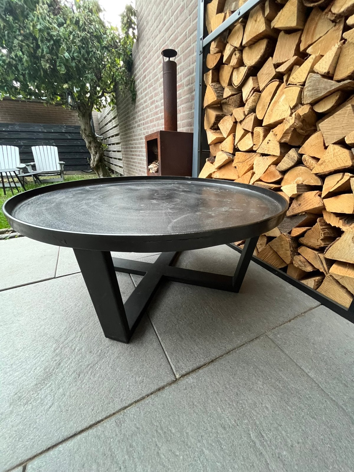 Ronde salontafel 87 cm. zwart van Goossens, Ophalen, 50 tot 100 cm, Neutraal, Rond