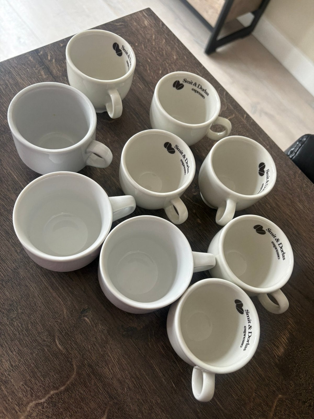 Set van 9 Smit & Dorlas espresso kopjes, Gebruikt, Keramiek, Ophalen of Verzenden, Effen