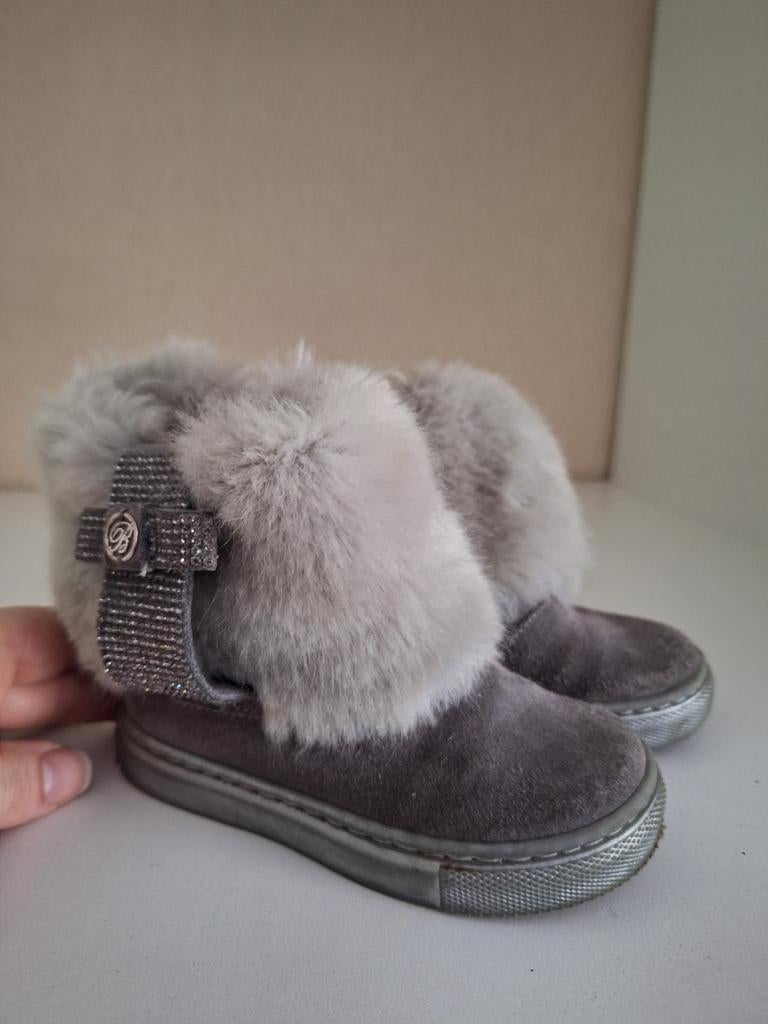 Grijze kinderlaarzen met bont en strik 22, Meisje, Ophalen of Verzenden, Miss blumarine, Laarzen