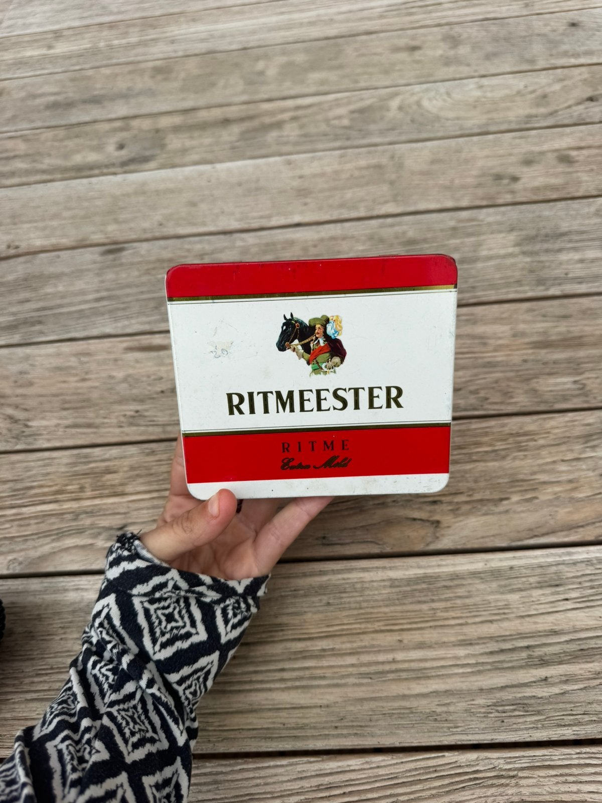Vintage Ritmeester sigarenblik – rood/wit – verzamelblik, Ophalen of Verzenden