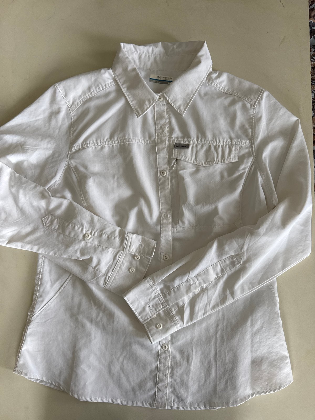 Columbia sneldrogende outdoor blouse - Valt als M, Maat 38/40 (M), Wit, Ophalen of Verzenden, Lange mouw