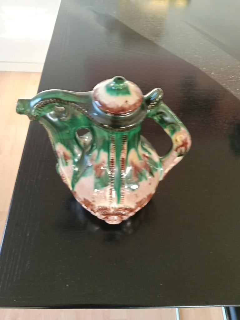 Vintage Bulgaars aardewerk theeservies met 4 Kopjes, Ophalen of Verzenden