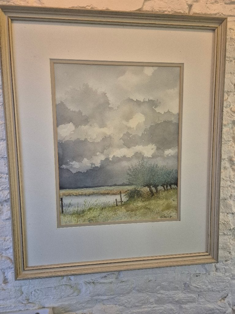 Aquarel P.J.Koene, Antiek en Kunst, Kunst | Schilderijen | Klassiek, Landschap, Overige stijlen, Aquarel, Papier, Achter glas