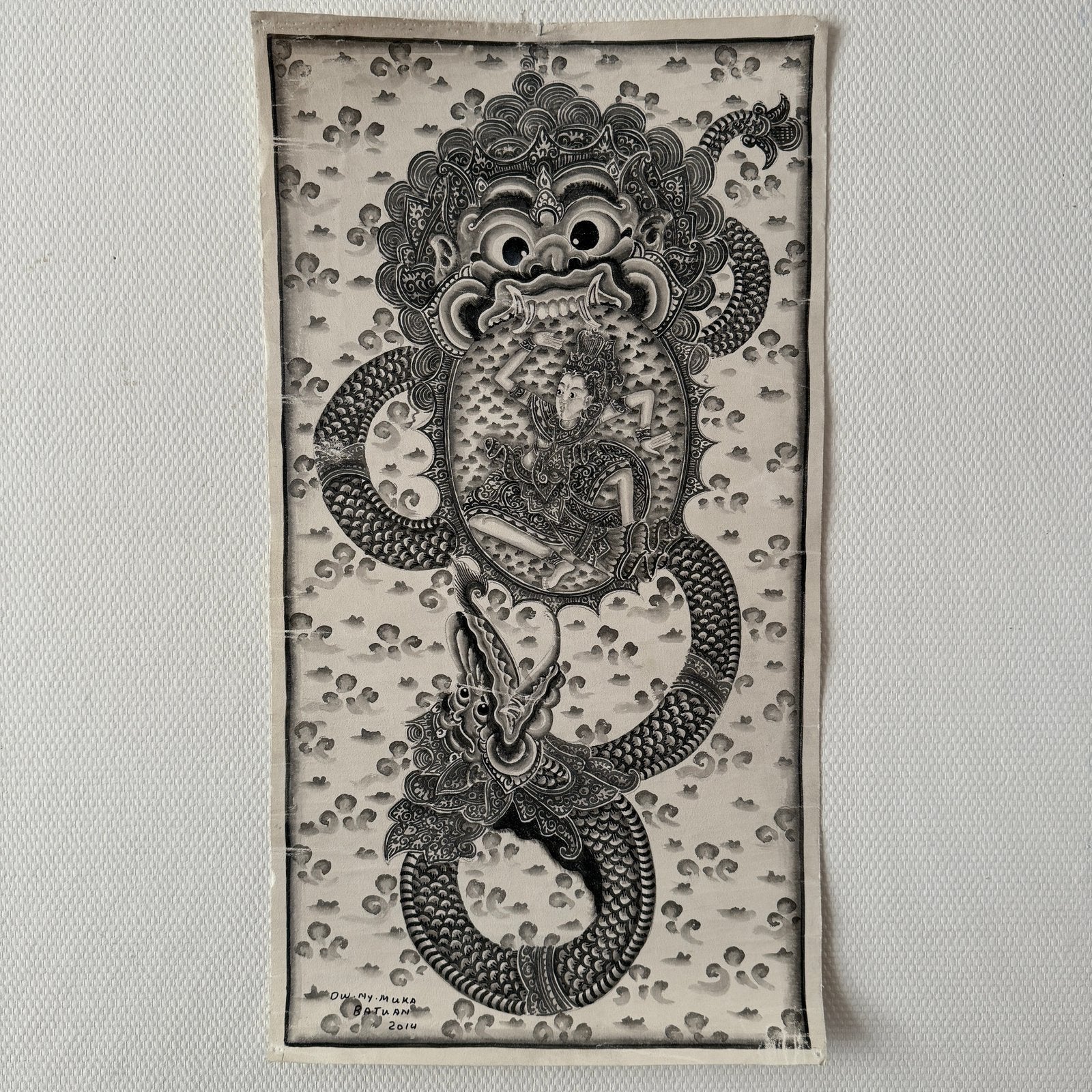 Balinees schilderij op doek Dewa Nyoman Muka – Batuan 2014, Ophalen of Verzenden