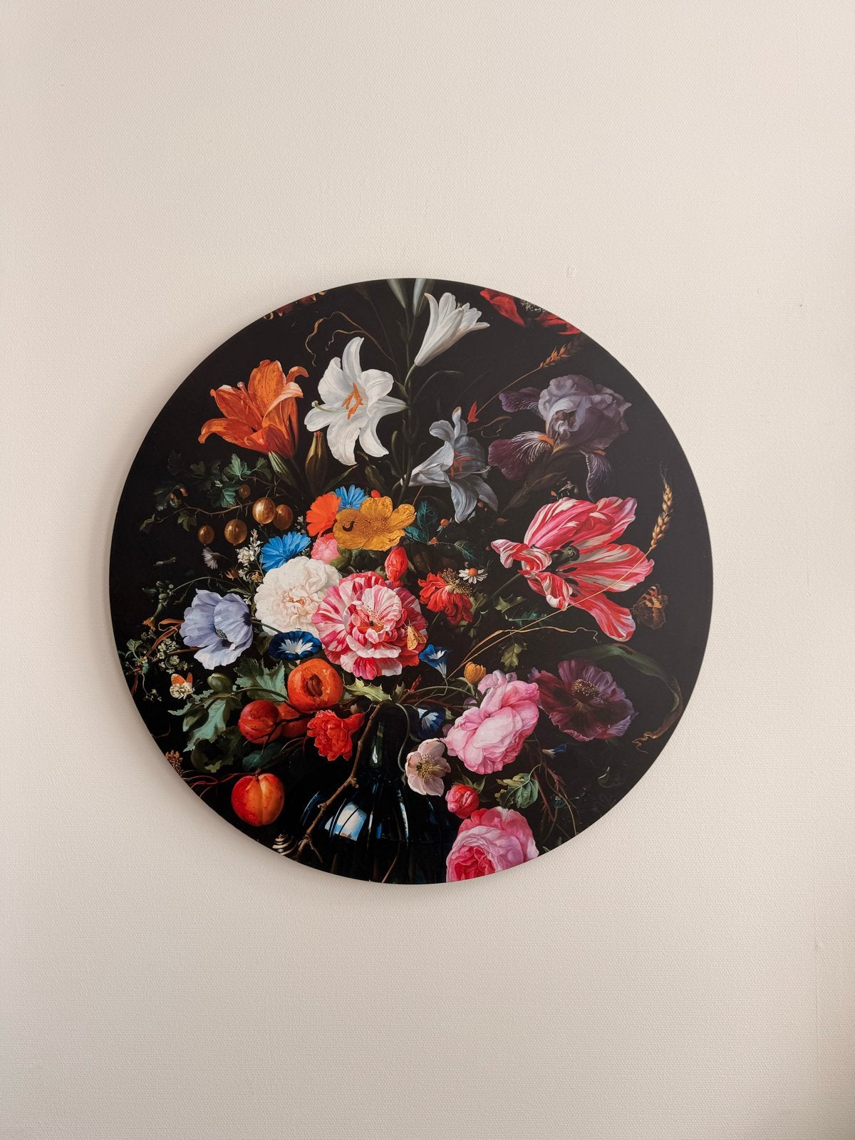 Rond schilderij met bloemen van Kwantum Jan Davidsz Flowers, 50 – 75, Ophalen of Verzenden, 50 tot 75 cm, Print