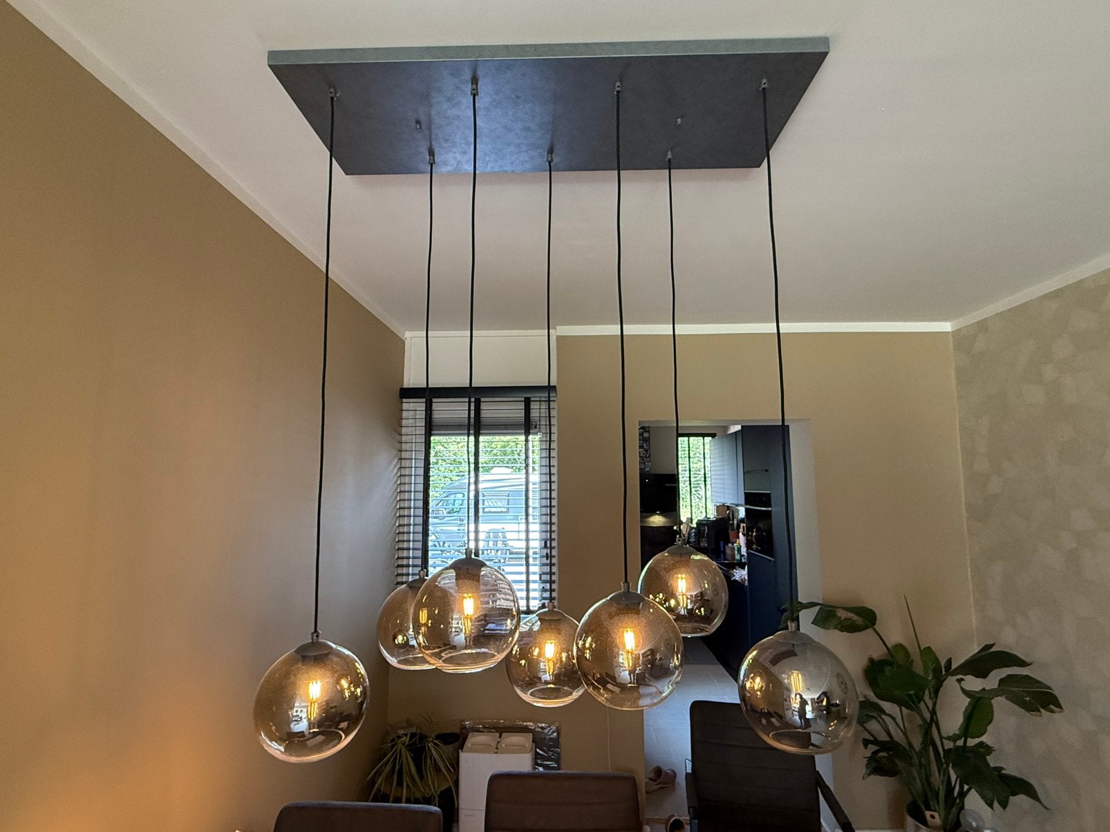 7 bolse plafondlamp, Ophalen, Gebruikt