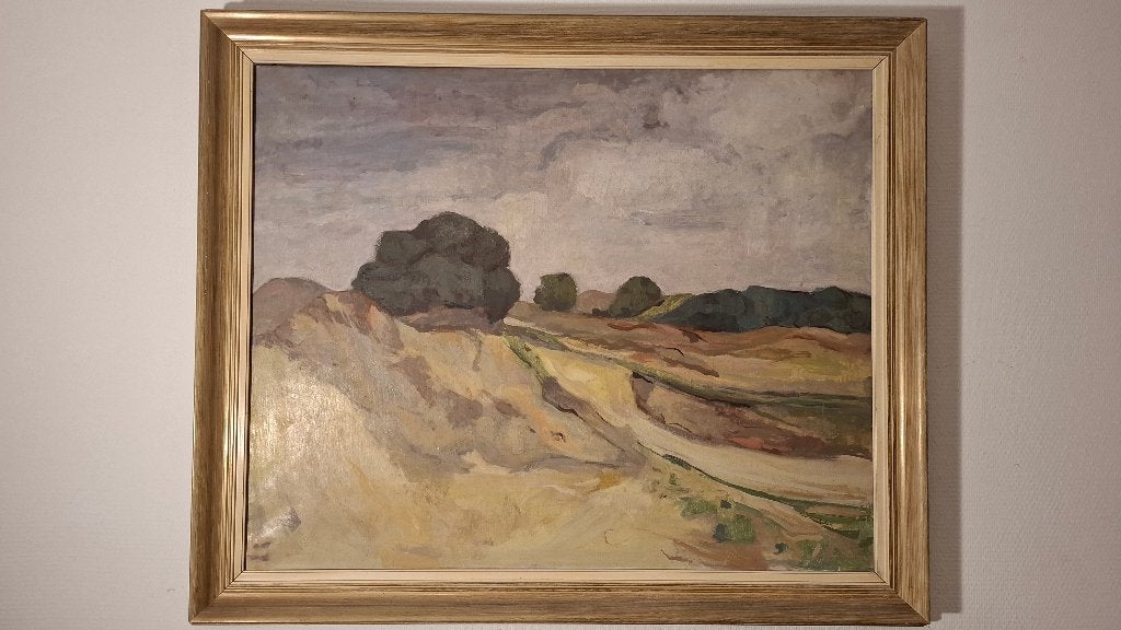 Groot olieverfschilderij Duinlandschap, Antiek en Kunst, Ophalen