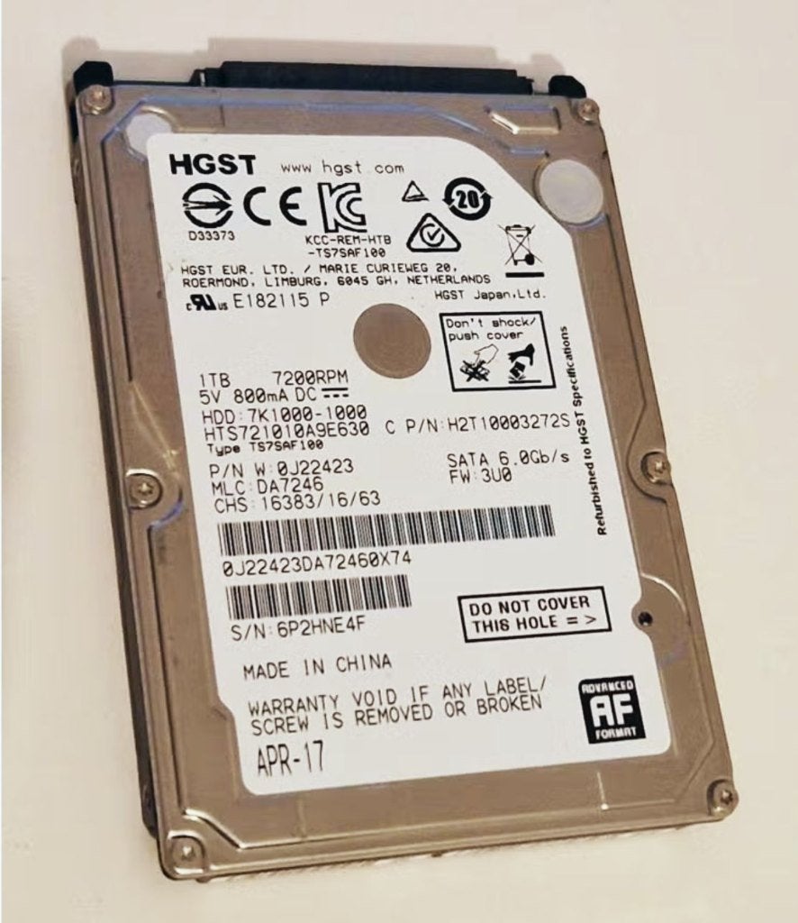 HGST 7K1000-1000 1TB HDD, Intern, Ophalen of Verzenden, Zo goed als nieuw, 1TB