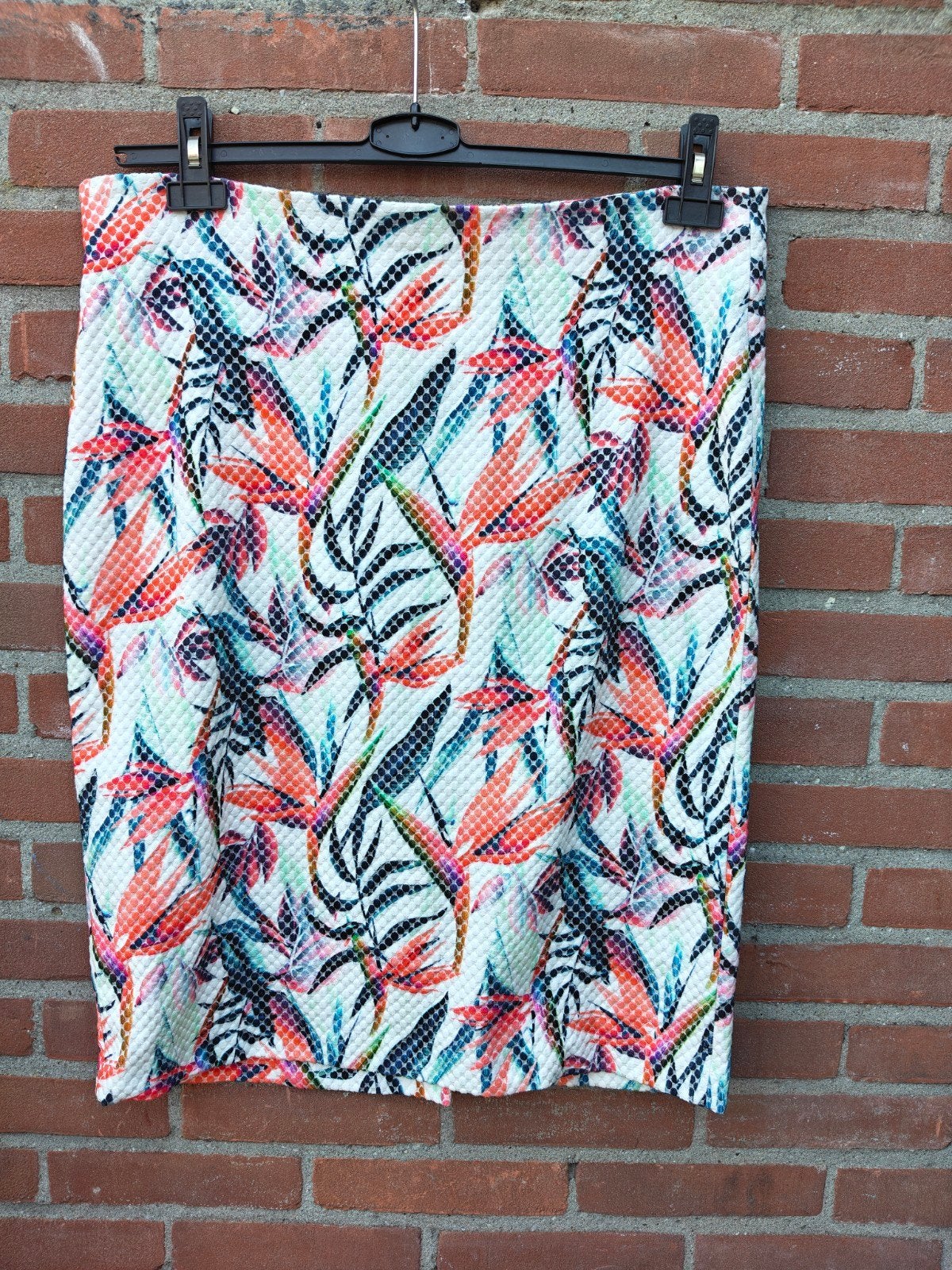 Witteveen rok met tropische print en roze rits, Meerkleurig, Maat 46/48 (XL) of groter, Ophalen of Verzenden, Zo goed als nieuw