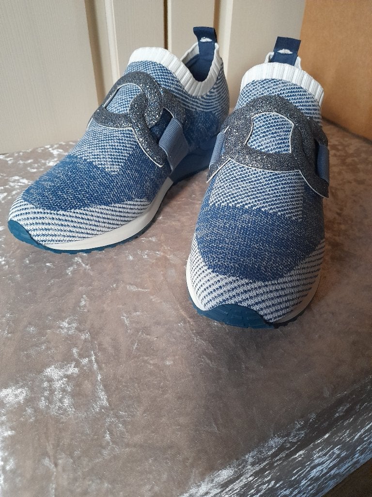 Sneakers instappers blauw wit glitter La Strada mt 38, Blauw, Instappers, Ophalen of Verzenden, La Strada