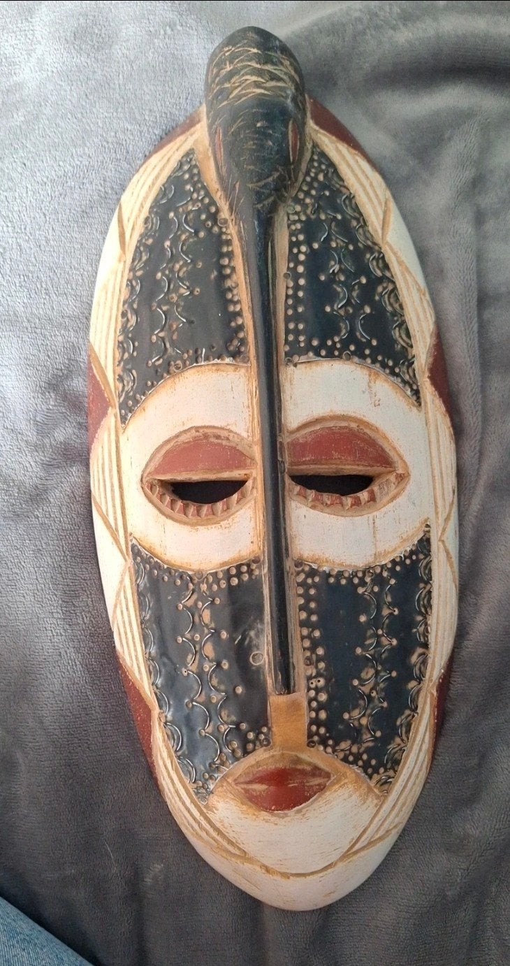 Handgemaakt Afrikaans masker uit Ghana, Afrika, Masker, Handgemaakt, Meerkleurig
